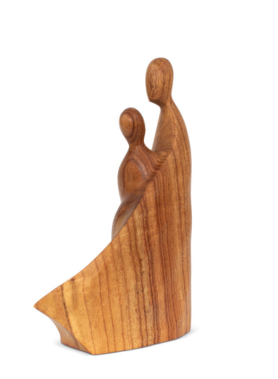 10" Wooden Handmade Abstract Bride & Groom Loving Figurine Sculpture Statue Handcrafted Gift Decorative Home Decor Accent Decoration Artwork Hand Carved