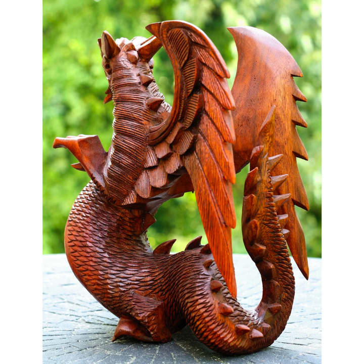 Dragon in inlay wood for a luxury and refined décor. Made strictly outlet by hand. Handmade